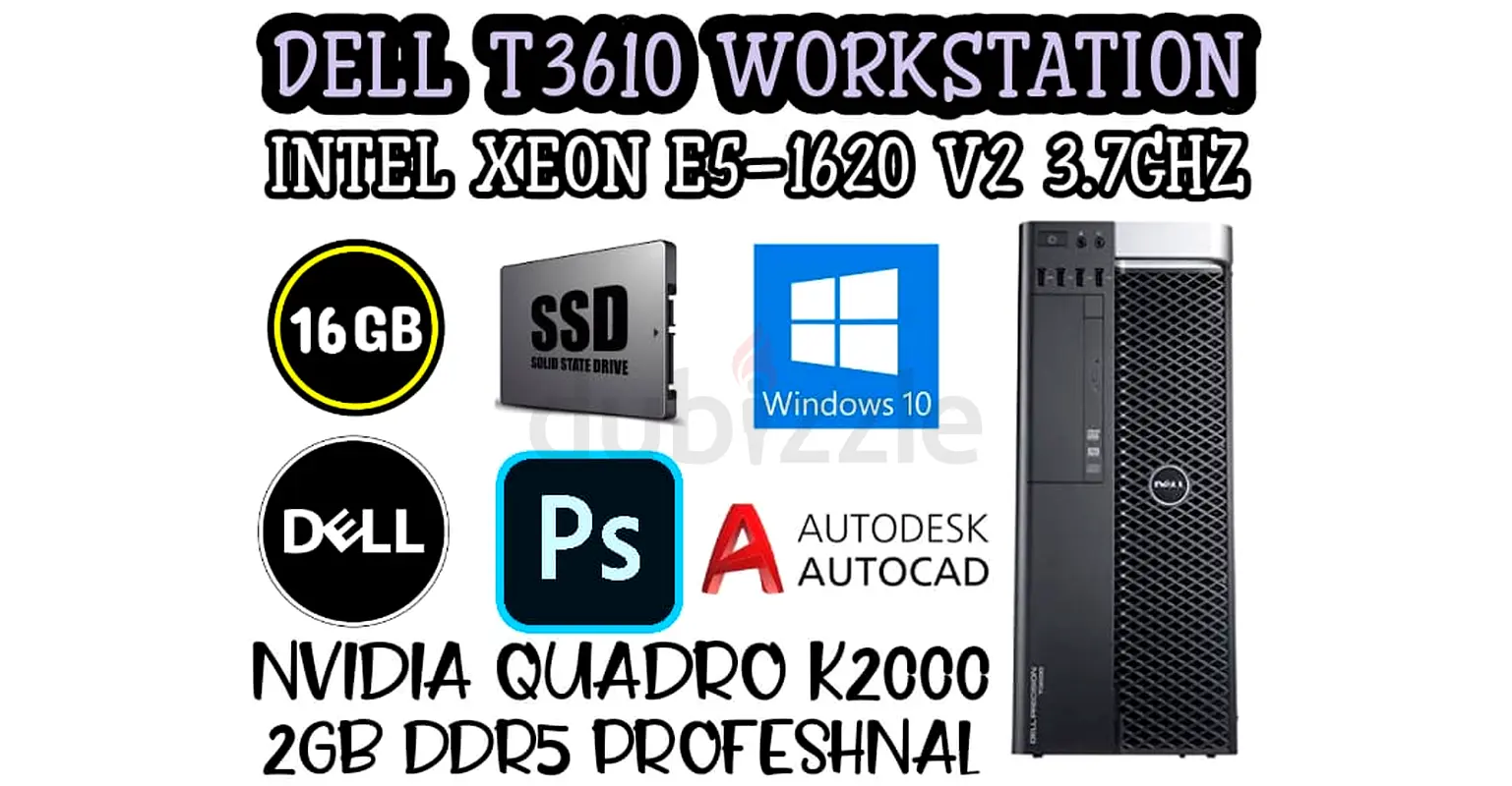 DELL T3610 WORKSTATION E5-1620 V2 INTEL XEON 3.70GHz RAM 16GB DDR3 - NVIDIA QUADRO K2000 2GB DDR5