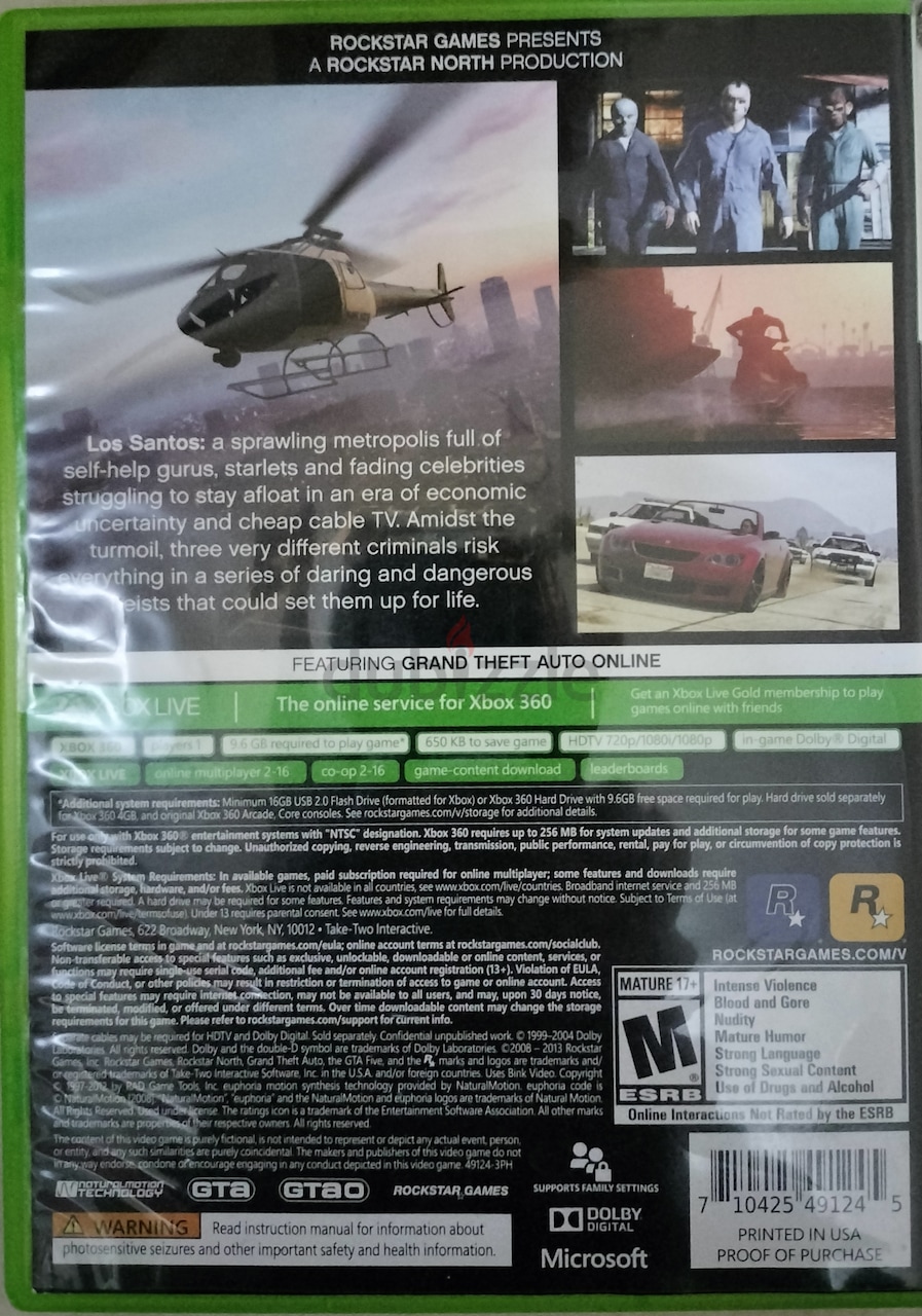 gta 5 back cover xbox 360