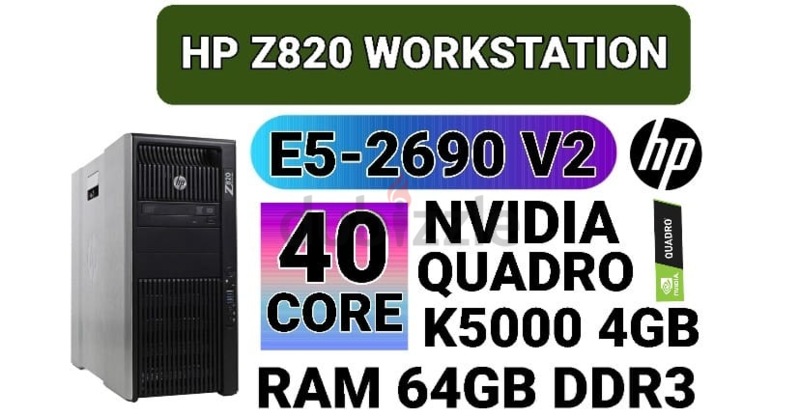 40 CORE HP Z820 WORKSTATION E5-2690 V2 DUAL INTEL XEON RAM 64GB