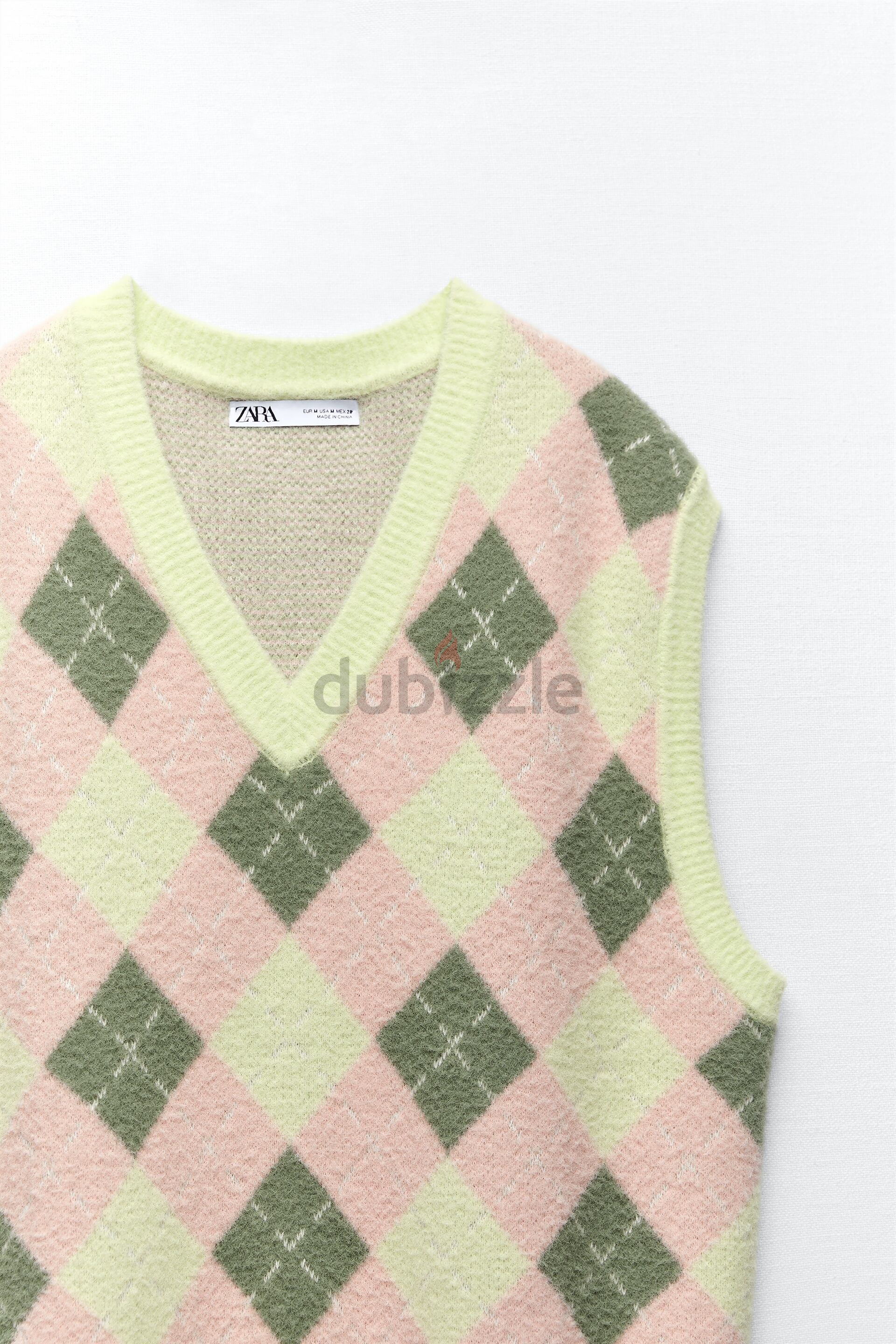 zara pink argyle vest