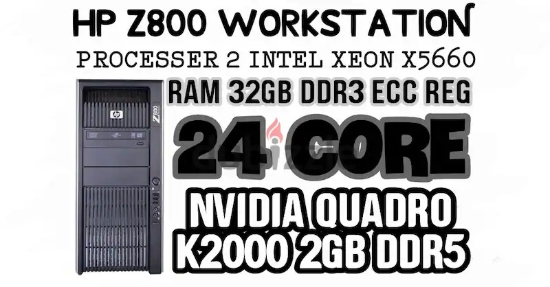 24 CORE HP Z800 WORKSTATION CPU DUAL INTEL XEON X5660 RAM 32GB DDR3 ECC ...