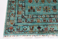 150 x 216 cm | 5 x 7.2 ft | new handmade turquoise tribal carpet