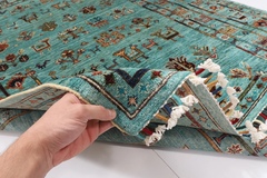 150 x 216 cm | 5 x 7.2 ft | new handmade turquoise tribal carpet