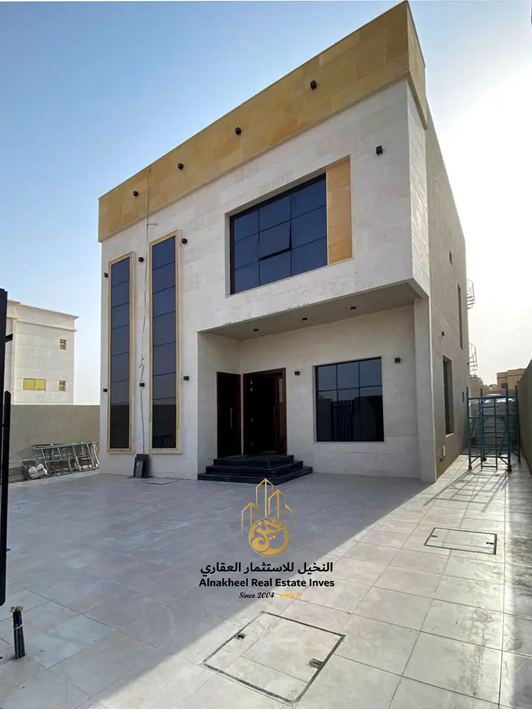 Villa for sale in Al Zahia district, Ajman, with stone frontage and super deluxe finishing, freehold