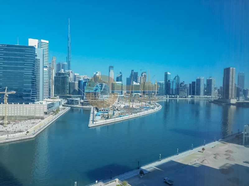 Full Canal and Burj Khalifa View | Fitted Office