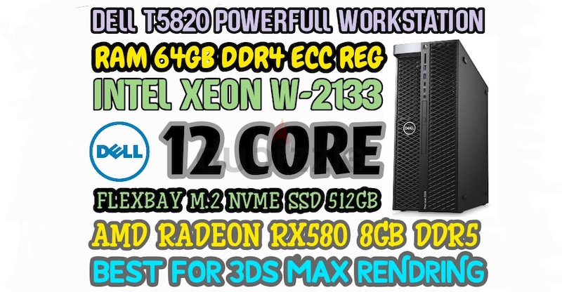 DELL T5820 WORKSTATION INTEL XEON W-2133 3.60GHZ 12 CORE RAM 64GB DDR4 ...