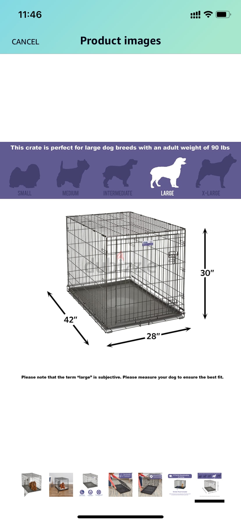 dog crate 36x22x24