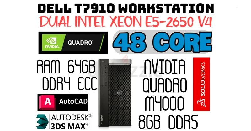 DELL T7910 WORKSTATION 48 CORE DUAL XEON E5-2650 V4 RAM 64GB DDR4 NVIDIA QUADRO M4000 8GB DDR563255538066561110