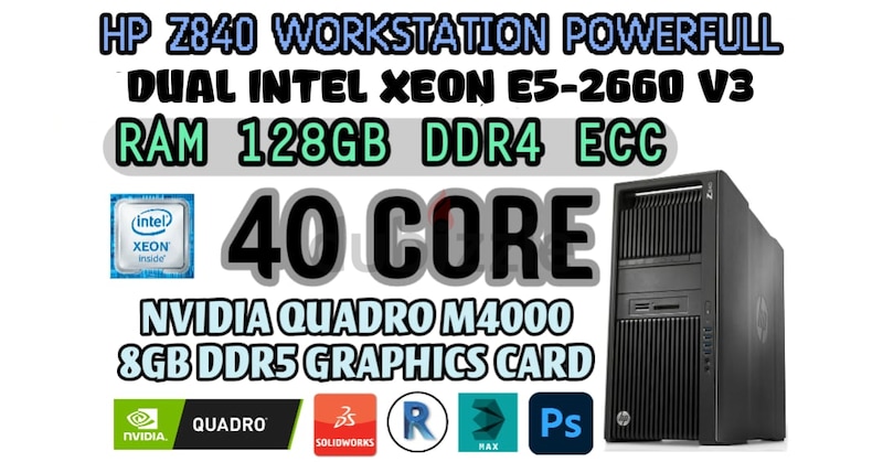 HP Z840 WORKSTATION 40 CORE RAM 128GB DDR4 2 INTEL XEON E5-2660 V3 ...