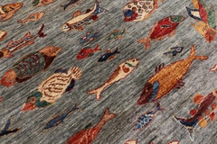 155 x 200 cm  | grey fish area rug | afghan handmade carpet