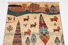 98 x 192 cm | landscape animal print runner rug | afghan handmade carpet