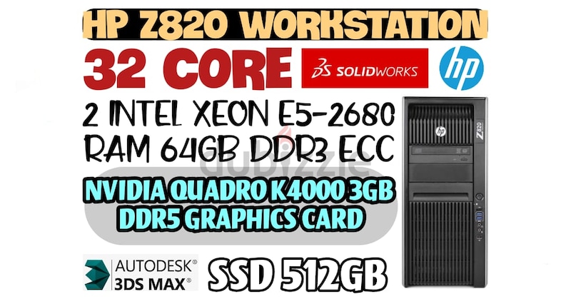 32 Core Hp Z820 Workstation E5 2680 Dual Intel Xeon Ram 64gb Ddr3 Nvidia Quadro K4000 3gb Ddr5 