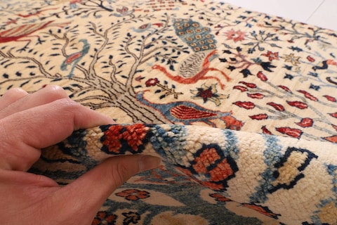 152 x 204 cm | new beige area birds rug | Afghan handmade carpet | سجاد اليدوي