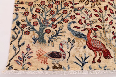 152 x 204 cm | new beige area birds rug | Afghan handmade carpet | سجاد اليدوي