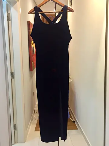 Black long evening velvet dress size M