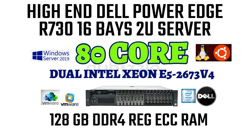 HIGH END 80 CORE+128 GB RAM DELL POWER EDGE R730 SERVER-2 INTEL XEON E5-2673V4-3TB SSD-16 bays 2u63255538596099110