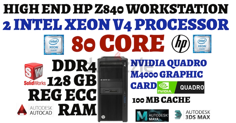 80 Cores+128 Gb Ram High End Hp Z840 Workstation-2 Intel Xeon E5-2673v4 