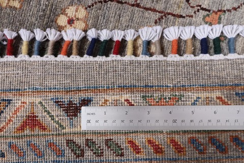 198 x 295 cm | new sultani gray area rug | سجاد افغاني | Afghan handmade carpet