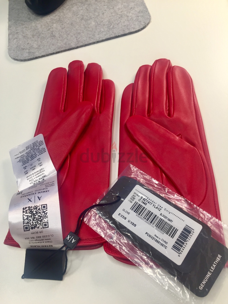 Armani Exchange new red leather gloves size S | dubizzle