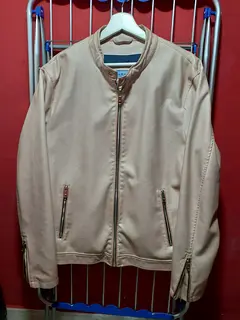 ZARA faux leather light pink jacket