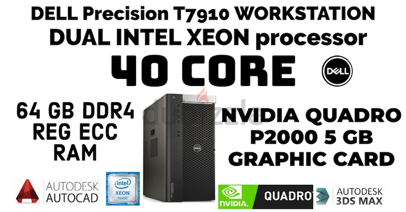 40 CORE DELL PRECISION T7910 WORKSTATION-2 INTEL Xeon E5-2650V3-40 CORE ...