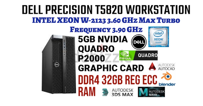 HIGH CLOCK SPEED DELL PRECISION T5820 WORKSTATION-INTEL Xeon W-2123 3 ...