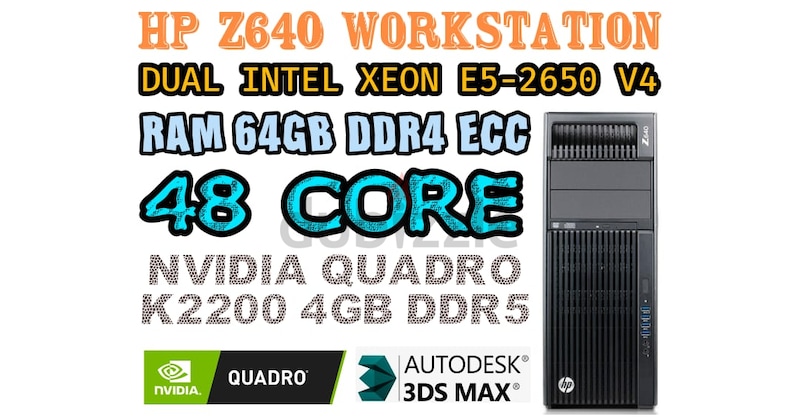 HP Z640 WORKSTATION 48 CORE 2 INTEL XEON E5-2650 V4 RAM 64GB DDR4 ...