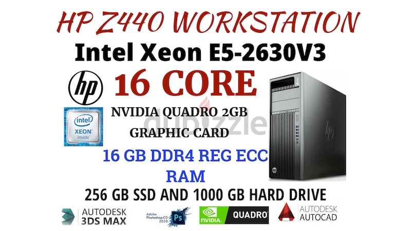 16 CORE HP Z440 WORKSTATION-INTEL Xeon E5-2630V3-16GB DDR4 RAM-NVIDIA ...