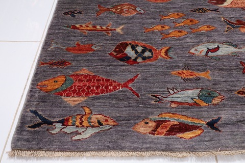 126 x 201 cm | new fish carpet for childrens room | Afghan handmade carpet