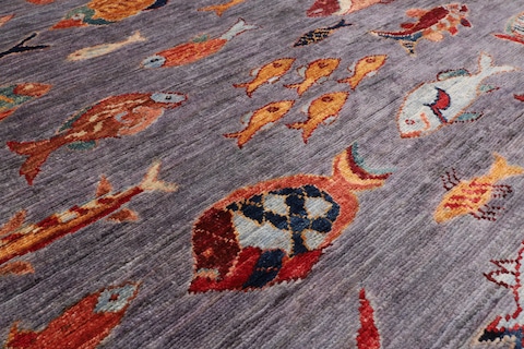 126 x 201 cm | new fish carpet for childrens room | Afghan handmade carpet