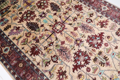 2x3 m | new beige area rug | Afghan handmade carpet | persian design