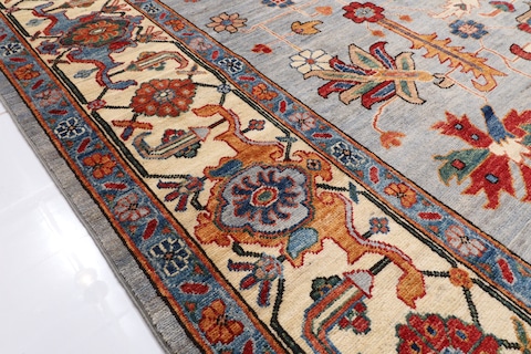 277 x 360 cm | new bluish gray area rug | Afghan handmade carpet | persian design carpet | 9 x 12 ft