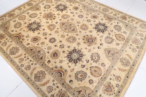 246 x 296 cm | new beige classical rug | Afghan handmade carpet