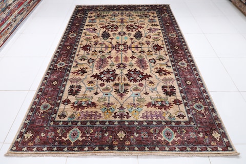 2x3 m | new beige area rug | Afghan handmade carpet | persian design