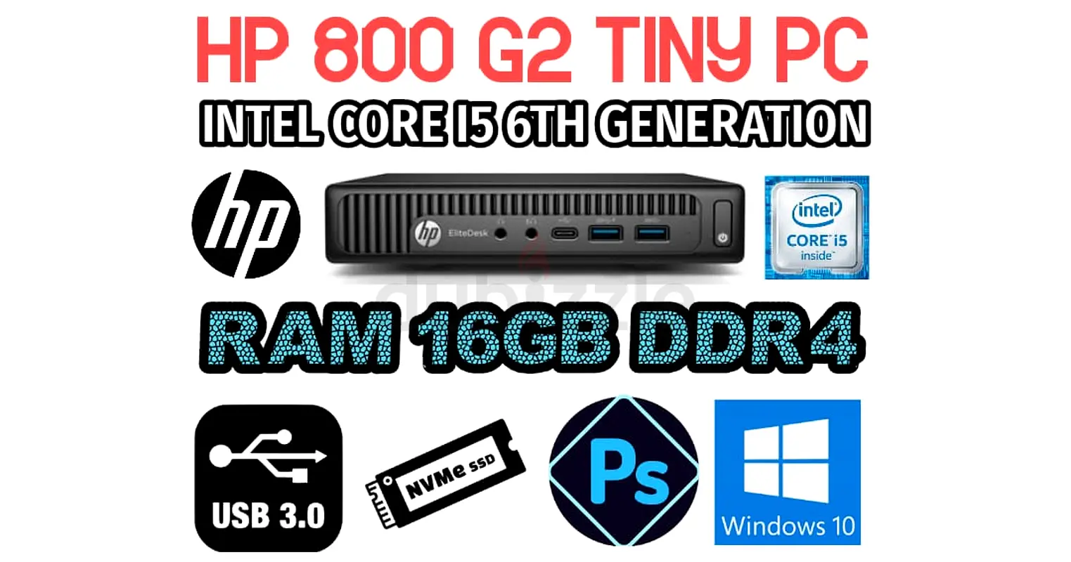 HP ELITEDESK 800 G2 TINY RAM 16GB DDR4 CPU INTEL CORE I5 6TH GENERATION SSD DRIVE 512GB