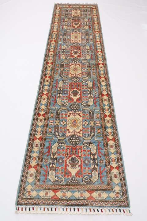 79 x 311 cm | blue area runner rug | Afghan handmade runner carpet