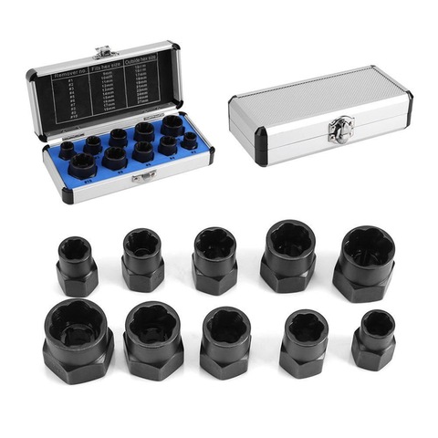 10-Pieces 9~19mm Hex Nut Remover Extractor Set