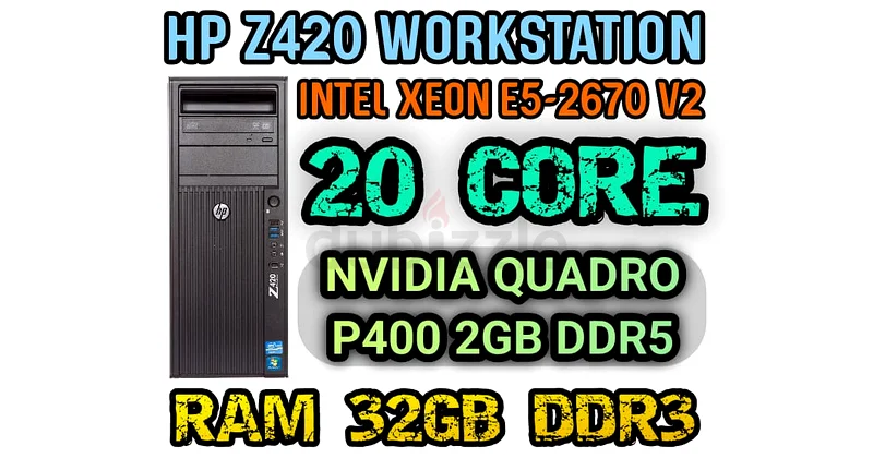 20 CORE HP Z420 WORKSTATION RAM 32GB DDR3 INTEL XEON E5-2670 V2 BEST FOR AUTOCAD PHOTOSHOP63256078544131110