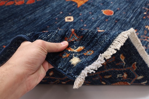 175 x 238 cm | New navy color pomegranate rug | Afghan handmade carpet