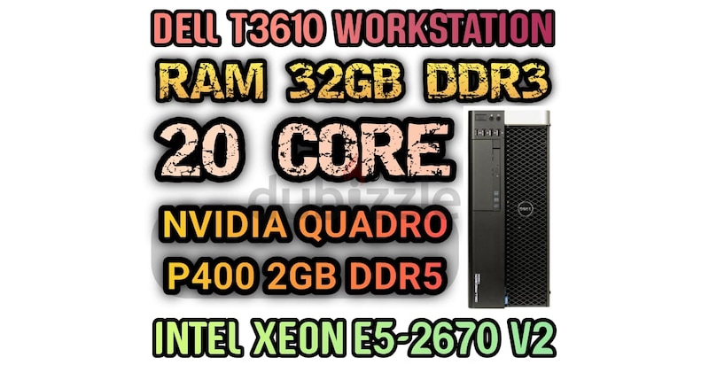 20 CORE DELL T3610 WORKSTATION E5-2670 V2 INTEL XEON RAM 32GB DDR3 ...