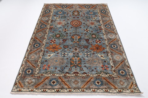 159 x 214 cm | New bluish grey aryana rug | Afghan handmade carpet
