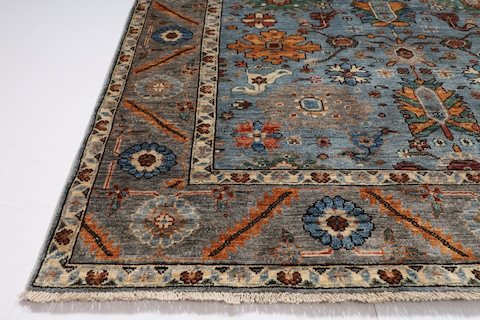 159 x 214 cm | New bluish grey aryana rug | Afghan handmade carpet