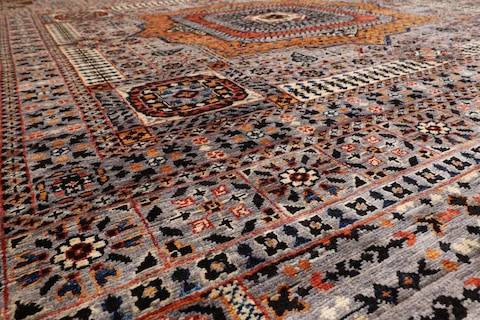 3x4 m | 306 x 393 cm | New fine grey area mamluk rug | Afghan handmade carpet