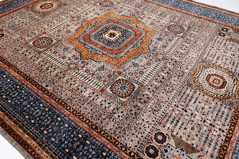 3x4 m | 306 x 393 cm | New fine grey area mamluk rug | Afghan handmade carpet