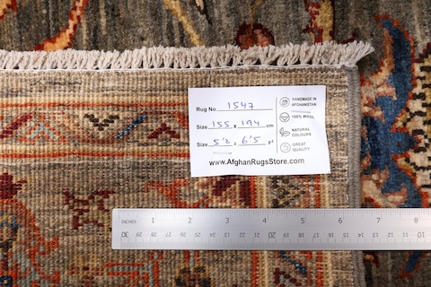 155 x 194 cm | new grey area sultani rug | Afghan handmade carpet