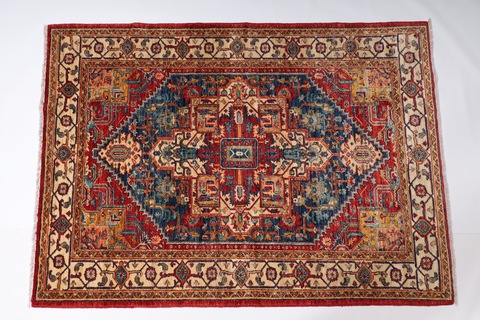 133 x 185 cm | 4.5 x 6.1 ft | New 21 heriz red area rug | Afghan handmade carpet