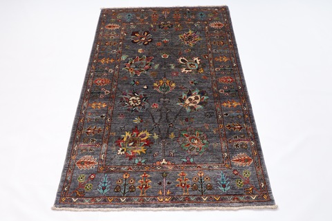 100 x 153 cm | 3.4 x 5 ft | New sultani grey area rug | Afghan handmade carpet