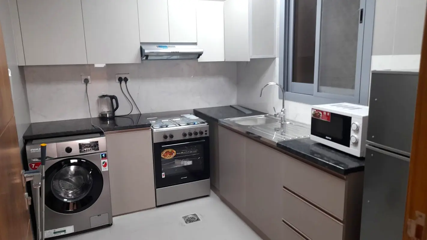 For rent a monthly furnished apartment, including everything, in Al Naemiya One Tower