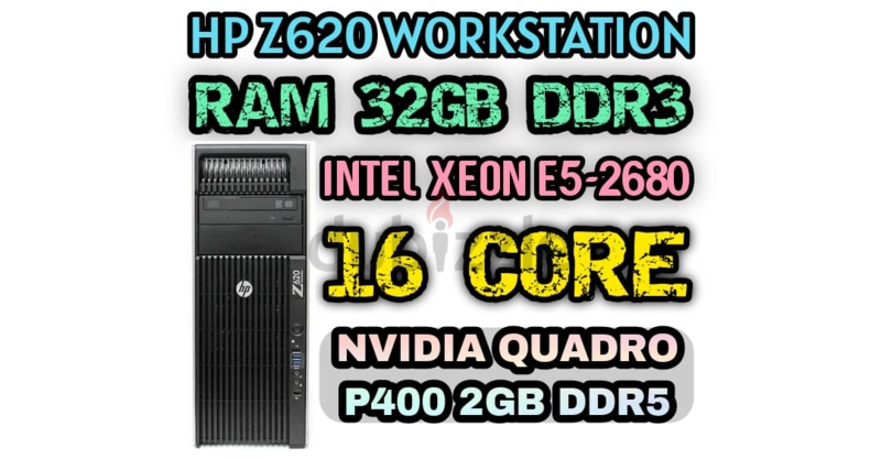 32GB RAM HP Z620 WORKSTATION 16 CORE INTEL XEON E5-2680 NVIDIA