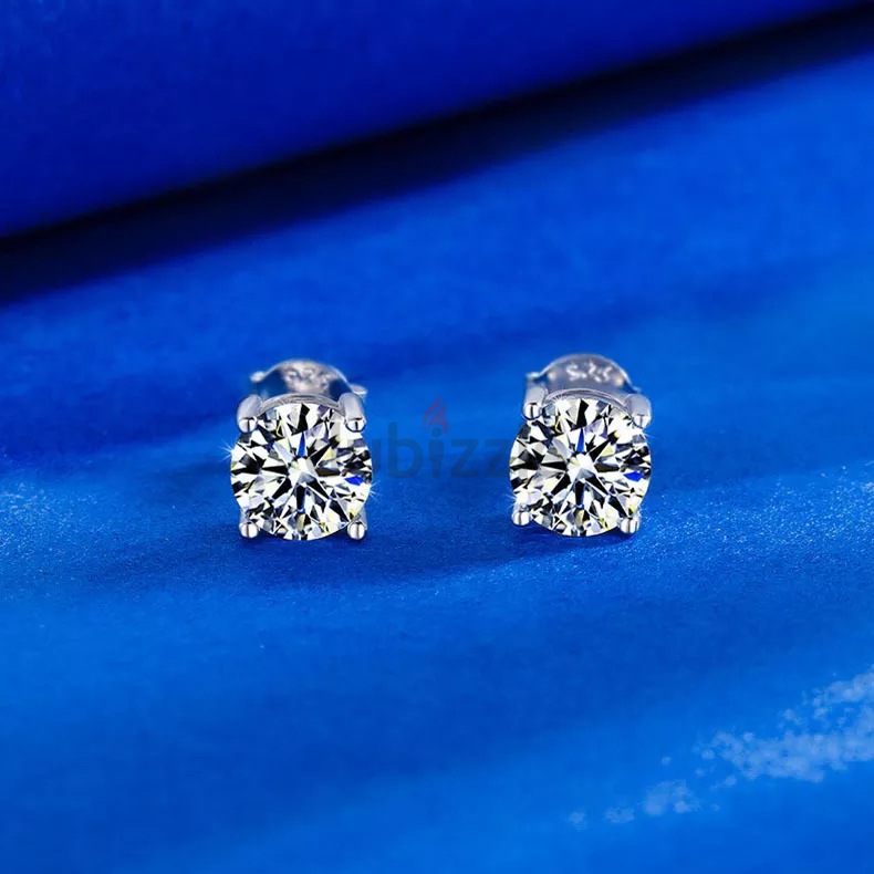 Genuine Moissanite Diamoind Earrings Stud, 1ct+1ct, New | dubizzle